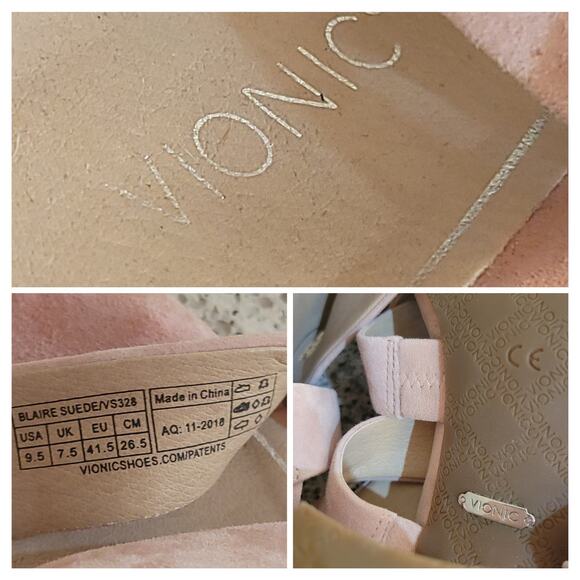 VIONIC Blaire Suede Blush Pink Wrap Around Ankle Strap Block Sandal Heels✨️9.5 - Picture 9 of 16